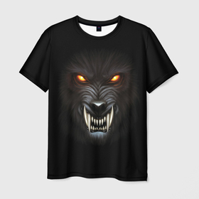 Мужская футболка 3D с принтом Злой Волк в Новосибирске, 100% полиэфир | прямой крой, круглый вырез горловины, длина до линии бедер | wolf | волк | волкодав | волколак | волчара | вурдалак | зверь | зов волка | морской волк | оборотень | оскал | рисунок волка | санитар леса | серый волк | хищник | чертог волка | эра волка