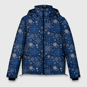 Мужская зимняя куртка 3D с принтом Снежные в Белгороде, верх — 100% полиэстер; подкладка — 100% полиэстер; утеплитель — 100% полиэстер | длина ниже бедра, свободный силуэт Оверсайз. Есть воротник-стойка, отстегивающийся капюшон и ветрозащитная планка. 

Боковые карманы с листочкой на кнопках и внутренний карман на молнии. | Тематика изображения на принте: merry christmas | алатырь | бабушкин свитер | ёлка | новый год | орнамент | подарок | рождество | свитер | свитер с оленями | северные узоры | снежинки
