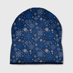 Шапка 3D с принтом Снежные в Тюмени, 100% полиэстер | универсальный размер, печать по всей поверхности изделия | merry christmas | алатырь | бабушкин свитер | ёлка | новый год | орнамент | подарок | рождество | свитер | свитер с оленями | северные узоры | снежинки