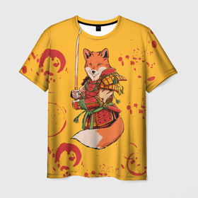 Мужская футболка 3D с принтом Лис Самурай в Курске, 100% полиэфир | прямой крой, круглый вырез горловины, длина до линии бедер | доспехи | звери | зверь | катана | лис | лиса | лисица | лисы | меч | самурай | якудза | япония