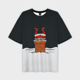 Мужская футболка OVERSIZE 3D с принтом С Новым Годом в Санкт-Петербурге,  |  | christmas | merry christmas | дед мороз | ёлка | зима | мороз | новый год | подарок | праздник | рождество | с новым годом | санта клаус | снегурочка | снежинки
