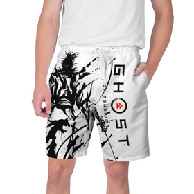 Мужские шорты 3D с принтом Ghost of Tsushima ,  полиэстер 100% | прямой крой, два кармана без застежек по бокам. Мягкая трикотажная резинка на поясе, внутри которой широкие завязки. Длина чуть выше колен | ghost of tsushima | samurai | игры | призрак цусимы | самурай | япония