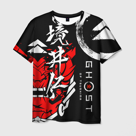 Мужская футболка 3D с принтом Ghost of Tsushima , 100% полиэфир | прямой крой, круглый вырез горловины, длина до линии бедер | ghost of tsushima | samurai | игры | призрак цусимы | самурай | япония