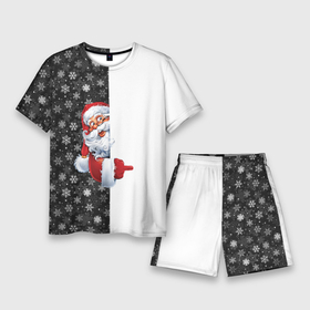 Мужской костюм с шортами 3D с принтом Дедушка Мороз в Петрозаводске,  |  | christmas | merry christmas | дед мороз | ёлка | зима | мороз | новый год | подарок | праздник | рождество | с новым годом | санта клаус | снегурочка | снежинки