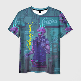 Мужская футболка 3D с принтом Cyberpunk 2077 в Белгороде, 100% полиэфир | прямой крой, круглый вырез горловины, длина до линии бедер | cd project red | cyberpunk 2077 | keanu reeves | samurai | игра | киану ривз | киберпанк 2077 | самураи