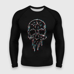 Мужской рашгард 3D с принтом Skull Glitch ,  |  | Тематика изображения на принте: bone | glitch | graffite | neon | skull | глитч | голова | граффити | кости | кость | неон | полосы | рисунок | человек | череп
