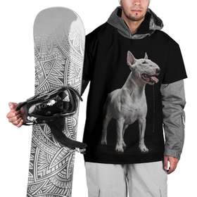Накидка на куртку 3D с принтом Bully в Новосибирске, 100% полиэстер |  | bull terrier | dog | ears | eyes | fangs | jaw | muzzle | paws | saliva | tongue | бультерьер | глаза | клыки | лапы | нос | пасть | слюна | собака | уши | язык