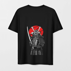 Мужская футболка 3D с принтом СамураЙ на спине , 100% полиэфир | прямой крой, круглый вырез горловины, длина до линии бедер | ghost of tsushima | самурай | спина | черный