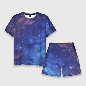 Мужской костюм с шортами 3D с принтом Звёздное небо в Кировске,  |  | арт | звезда | звёзды | космос | небо | ночное небо | ночь | облако | рисунок | сияние | туманность | яркие цвета