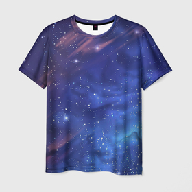 Мужская футболка 3D с принтом Звёздное небо в Екатеринбурге, 100% полиэфир | прямой крой, круглый вырез горловины, длина до линии бедер | арт | звезда | звёзды | космос | небо | ночное небо | ночь | облако | рисунок | сияние | туманность | яркие цвета