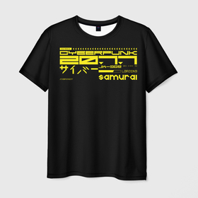 Мужская футболка 3D с принтом Cyberpunk 2077 в Курске, 100% полиэфир | прямой крой, круглый вырез горловины, длина до линии бедер | cyber | cyberpunk | cyberpunk 2077 | samurai | techno | киберпанк | киберпанк 2077 | самурай | техно