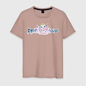 Мужская футболка хлопок с принтом Диана Астер DREAMTEAM HOUSE , 100% хлопок | прямой крой, круглый вырез горловины, длина до линии бедер, слегка спущенное плечо. | dreamteam | dreamteamhouse | tiktok | блогер | диана астер | дримтим | тикток