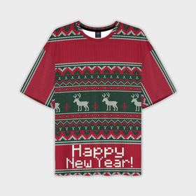 Мужская футболка OVERSIZE 3D с принтом Свитер (Happy New Year) ,  |  | 2020 | 2021 | happy | new year | быка | гирлянда | дед мороз | елка | зеленый | игрушка | клаус | конфеты | нг | новый год | носок | олени | перчатка | подарок | рождество | с | санта | сладости | снег | снеговик