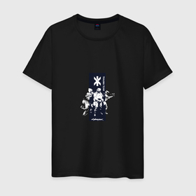 Мужская футболка хлопок с принтом Cyberpunk 2077 Trauma team в Екатеринбурге, 100% хлопок | прямой крой, круглый вырез горловины, длина до линии бедер, слегка спущенное плечо. | cyberpunk 2077 | game | trauma team | герои | игра | киберпанк 2077 | персонаж | солдат