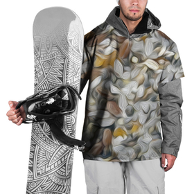 Накидка на куртку 3D с принтом желто-серый каменный узор в Кировске, 100% полиэстер |  | abstraction | pebbles | stones | texture | абстракция | галька | камни | мазки | текстура