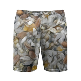 Мужские шорты спортивные с принтом желто-серый каменный узор в Кировске,  |  | abstraction | pebbles | stones | texture | абстракция | галька | камни | мазки | текстура