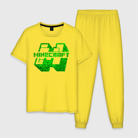 Мужская пижама хлопок с принтом M   Minecraft , 100% хлопок | брюки и футболка прямого кроя, без карманов, на брюках мягкая резинка на поясе и по низу штанин
 | craft | m | mine | minecraft | блоки | большая | буква | добывать | зеленая | зеленый | компьютерная игра | крафт | кубики | лого | логотип | м | майн | майнкрафт | манкрафт | ремесло | скин | шахта | эмблема