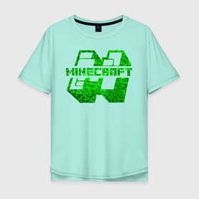 Мужская футболка хлопок Oversize с принтом M   Minecraft в Тюмени, 100% хлопок | свободный крой, круглый ворот, “спинка” длиннее передней части | craft | m | mine | minecraft | блоки | большая | буква | добывать | зеленая | зеленый | компьютерная игра | крафт | кубики | лого | логотип | м | майн | майнкрафт | манкрафт | ремесло | скин | шахта | эмблема