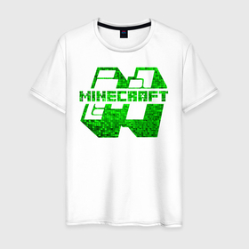 Мужская футболка хлопок с принтом M   Minecraft в Тюмени, 100% хлопок | прямой крой, круглый вырез горловины, длина до линии бедер, слегка спущенное плечо. | craft | m | mine | minecraft | блоки | большая | буква | добывать | зеленая | зеленый | компьютерная игра | крафт | кубики | лого | логотип | м | майн | майнкрафт | манкрафт | ремесло | скин | шахта | эмблема