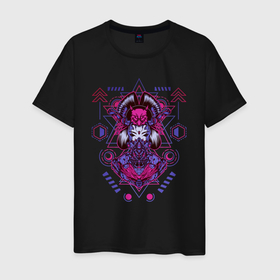 Мужская футболка хлопок с принтом Geisha в Новосибирске, 100% хлопок | прямой крой, круглый вырез горловины, длина до линии бедер, слегка спущенное плечо. | art | brutal | cool | cute | cyber | cybergirl | devil | geisha | geometry | girl | japan | katana | kawai | mask | mecha | robot | sacred | samurai | арт | ветор | геометрические | голова | девушка | кавай | катана | кибер | киборг | маска | маха