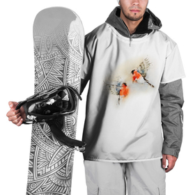 Накидка на куртку 3D с принтом Снегири в Петрозаводске, 100% полиэстер |  | Тематика изображения на принте: животные | зима | новый год | птицы | снег | снегири