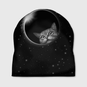 Шапка 3D с принтом Кот в Космосе в Курске, 100% полиэстер | универсальный размер, печать по всей поверхности изделия | Тематика изображения на принте: 2021 | cat | вселенная | галактика | галактический кот | единорог | звезда | звезды | земля | космический кот | космос | кот | кот в космосе | кот мем | котик | кошак | мем | мемы | милый кот | милый котик