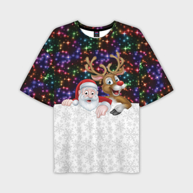 Мужская футболка OVERSIZE 3D с принтом Новый Год в Екатеринбурге,  |  | Тематика изображения на принте: christmas | merry christmas | дед мороз | ёлка | зима | мороз | новогодний олень | новый год | подарок | праздник | рождество | с новым годом | санта клаус | снегурочка | снежинки