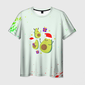 Мужская футболка 3D с принтом Новогодние Авокадо в Петрозаводске, 100% полиэфир | прямой крой, круглый вырез горловины, длина до линии бедер | авокадо | веган | еда блогеров | мемы | минимализм | прикольные картинки | прикольные надписи | растение | смешное авокадо | фрукт