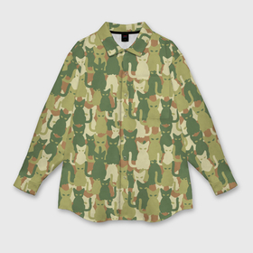 Мужская рубашка oversize 3D с принтом Камуфляж из котов в Санкт-Петербурге,  |  | Тематика изображения на принте: 23 февраля | армия | военная | зелень | камуфляж | листья | маскировка | паттерн | солдат | текстуры