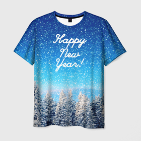 Мужская футболка 3D с принтом Happy New Year в Екатеринбурге, 100% полиэфир | прямой крой, круглый вырез горловины, длина до линии бедер | 2020 | 2021 | happy | new year | быка | гирлянда | дед мороз | елка | зеленый | игрушка | клаус | конфеты | нг | новый год | носок | перчатка | подарок | полосы | рождество | с | санта | сладости | снег | снеговик