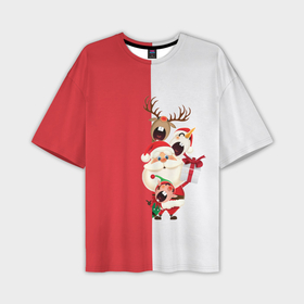 Мужская футболка OVERSIZE 3D с принтом С Новым Годом ,  |  | Тематика изображения на принте: christmas | merry christmas | дед мороз | ёлка | зима | мороз | новый год | подарок | праздник | рождество | с новым годом | санта клаус | снегурочка | снежинки