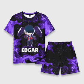 Мужской костюм с шортами 3D с принтом BRAWL STARS EDGAR ,  |  | 8 bit | 8 бит | brawl | brawl stars | crow | edgar | leon | stars | бравл | бравл старс | браво старс | едгар | игра | компьютерная | леон | огонь | онлайн | старс | эдгар