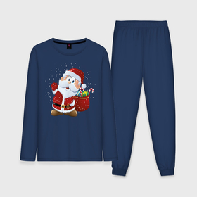 Мужская пижама хлопок (с лонгсливом) с принтом Дед Мороз в Курске,  |  | new year | арт | графика | дед мороз | зима | новый год | рождество | санта