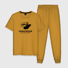 Мужская пижама хлопок с принтом Yamalwear в Петрозаводске, 100% хлопок | брюки и футболка прямого кроя, без карманов, на брюках мягкая резинка на поясе и по низу штанин
 | salekhard | yamal | yanao | арт | минимализм | рисунок | салехард | север | ямал | янао