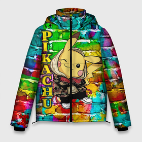 Мужская зимняя куртка 3D с принтом Pikachu в Петрозаводске, верх — 100% полиэстер; подкладка — 100% полиэстер; утеплитель — 100% полиэстер | длина ниже бедра, свободный силуэт Оверсайз. Есть воротник-стойка, отстегивающийся капюшон и ветрозащитная планка. 

Боковые карманы с листочкой на кнопках и внутренний карман на молнии. | 2021 | pika | pika pika | pokemon go | аниме | граффити | детектив пикачу | детская | дочка | игра | игры | из игры | модный пикачу | неон | пикачу | покемон | покемоны | с новым годом | с пикачу | с покемоном | сын