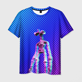 Мужская футболка 3D с принтом Siren Head - Helloween в Белгороде, 100% полиэфир | прямой крой, круглый вырез горловины, длина до линии бедер | glitch | glitch siren head | rgb | siren head | sirena | глитч | глич | ретро | сирейноголовый | сирена | сиреноголовый