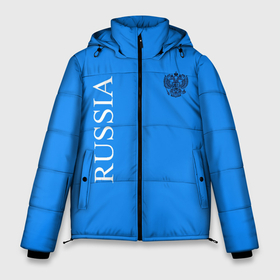 Мужская зимняя куртка 3D с принтом RF_FASHION в Белгороде, верх — 100% полиэстер; подкладка — 100% полиэстер; утеплитель — 100% полиэстер | длина ниже бедра, свободный силуэт Оверсайз. Есть воротник-стойка, отстегивающийся капюшон и ветрозащитная планка. 

Боковые карманы с листочкой на кнопках и внутренний карман на молнии. | герб россии | надпись россия | патриот | россия | синий цвет