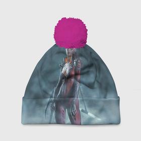 Шапка 3D c помпоном с принтом Cyberpunk 2077 Девушка с розовыми волосами в Курске, 100% полиэстер | универсальный размер, печать по всей поверхности изделия | 2077 | action | cyberpunk | cyberpunk 2077 | rpg | игра | киберпанк | найт сити | рпг