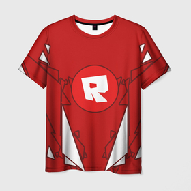 Мужская футболка 3D с принтом Roblox | Роблокс в Новосибирске, 100% полиэфир | прямой крой, круглый вырез горловины, длина до линии бедер | Тематика изображения на принте: game | roblox | детский | знак | игра | красный | логотип | роблокс