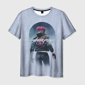 Мужская футболка 3D с принтом Cyberpunk 2077 Девушка с розовыми короткими волосами , 100% полиэфир | прямой крой, круглый вырез горловины, длина до линии бедер | 2077 | action | cyberpunk | cyberpunk 2077 | rpg | игра | киберпанк | найт сити | рпг