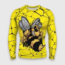 Мужской рашгард 3D с принтом Дикая пчела в Тюмени,  |  | Тематика изображения на принте: дикая пчела | жало | мед | насекомые | опасность | соты | текстура | шершень