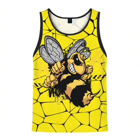 Мужская майка 3D с принтом Дикая пчела в Тюмени, 100% полиэстер | круглая горловина, приталенный силуэт, длина до линии бедра. Пройма и горловина окантованы тонкой бейкой | дикая пчела | жало | мед | насекомые | опасность | соты | текстура | шершень