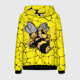 Мужская толстовка 3D с принтом Дикая пчела в Курске, 100% полиэстер | двухслойный капюшон со шнурком для регулировки, мягкие манжеты на рукавах и по низу толстовки, спереди карман-кенгуру с мягким внутренним слоем. | дикая пчела | жало | мед | насекомые | опасность | соты | текстура | шершень