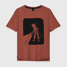 Мужская футболка хлопок Oversize с принтом little nightmares в Белгороде, 100% хлопок | свободный крой, круглый ворот, “спинка” длиннее передней части | Тематика изображения на принте: пакет | персонаж | фонарь