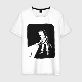 Мужская футболка хлопок с принтом little nightmares в Тюмени, 100% хлопок | прямой крой, круглый вырез горловины, длина до линии бедер, слегка спущенное плечо. | пакет | персонаж | фонарь