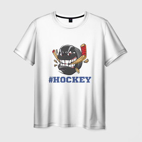Мужская футболка 3D с принтом Хоккей , 100% полиэфир | прямой крой, круглый вырез горловины, длина до линии бедер | зима | зомби | игра | клюшка | коньки | лёд | спортсмен | хоккеист | хоккей | шайба
