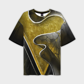 Мужская футболка oversize 3D с принтом золотой треугольник ,  |  | абстракция | геометрия | золото | осколки | пространство | складки | стекло | стиль | треугольник | черный