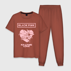 Мужская пижама хлопок с принтом BLACKPINK в Тюмени, 100% хлопок | брюки и футболка прямого кроя, без карманов, на брюках мягкая резинка на поясе и по низу штанин
 | black pink | blackpink | k pop | блэкпинк | дженни | джису | к поп | лиса | розэ