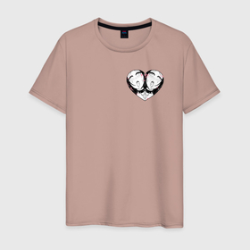Мужская футболка хлопок с принтом Ахегао сердце в Санкт-Петербурге, 100% хлопок | прямой крой, круглый вырез горловины, длина до линии бедер, слегка спущенное плечо. | ahegao | manga | ахегао | комиксы | лицо | манга | паттрен | чернобелый | эмоции