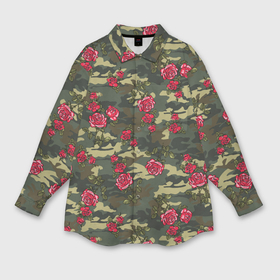 Мужская рубашка oversize 3D с принтом Камуфляж и розы в Новосибирске,  |  | 23 февраля | армия | военная | зелень | камуфляж | листья | маскировка | паттерн | розы | солдат | текстуры | цветы